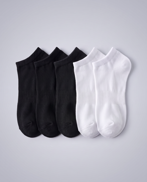 5-pack ankelstrumpor – svarta och vita