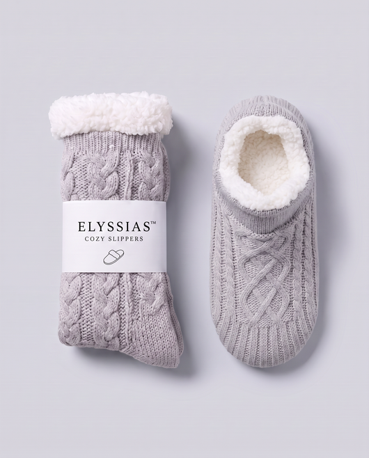 CozySlippers – Elyssias förpackning och sherpafoder