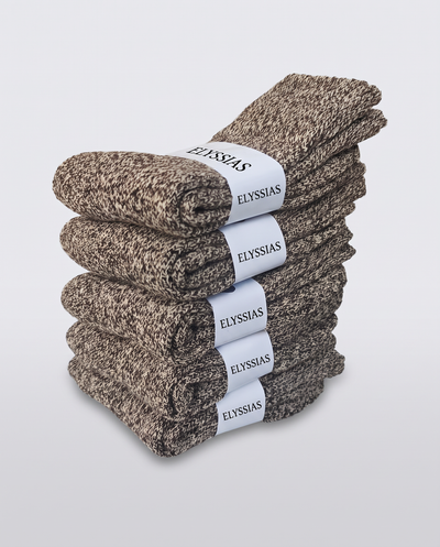 Elyssias™ Ullstrumpor 5-pack – Brun