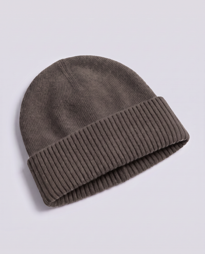 Elyssias™ Ribbstickad Mössa – Taupe