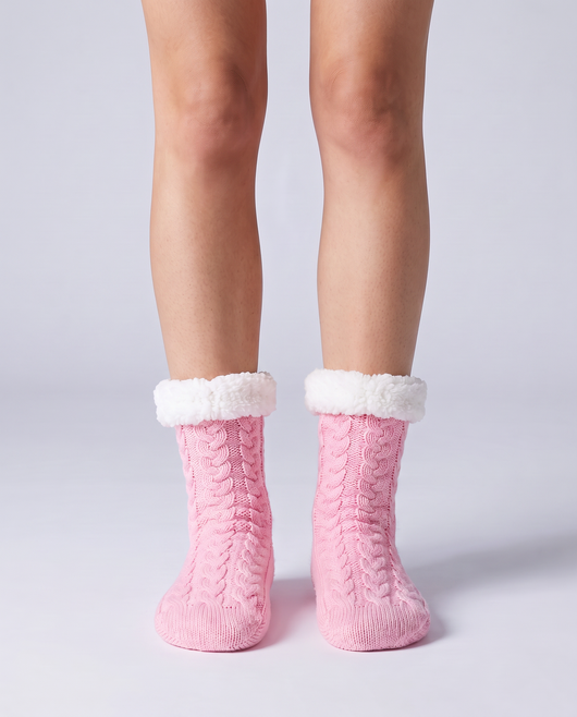 CozySock fleecefodrade strumpor – Rosa