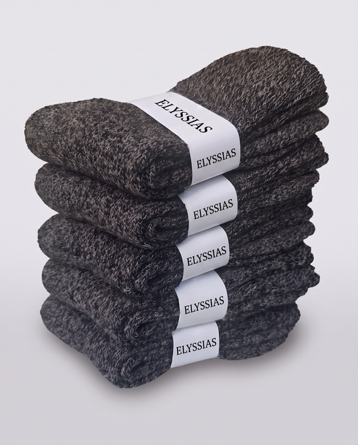 Elyssias™ Merino Ullstrumpor 5-pack – Mörkgrå