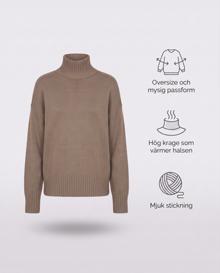 Oversize Strikket Rullekravesweater
