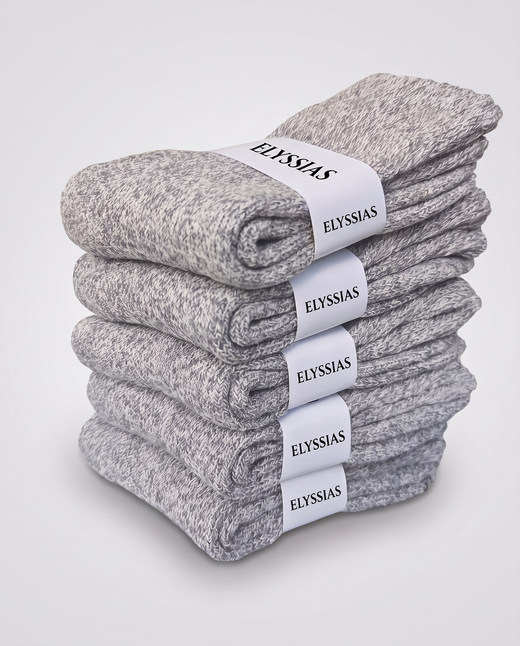 Elyssias™ Merino Ullstrumpor 5-pack – Ljusgrå